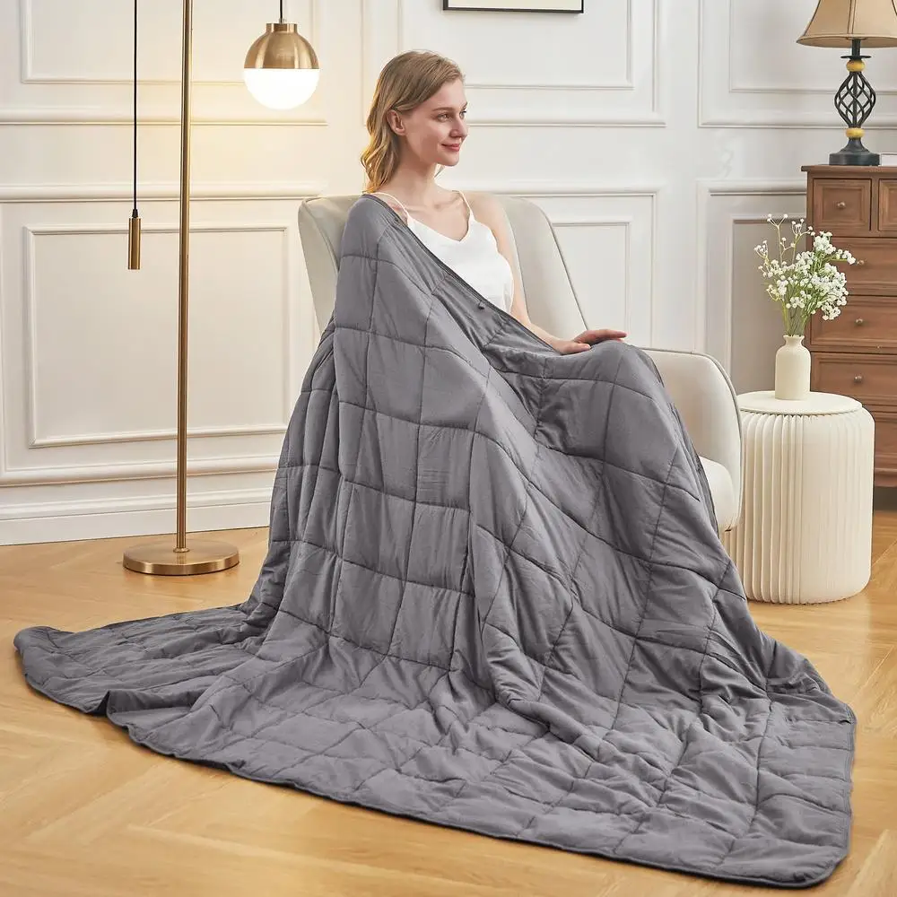 Weighted Blanket Adults 20lb King Size Deep Pressure Stimulating Cooling Nontoxic Glass Beads Hypoallergenic Microfiber 5