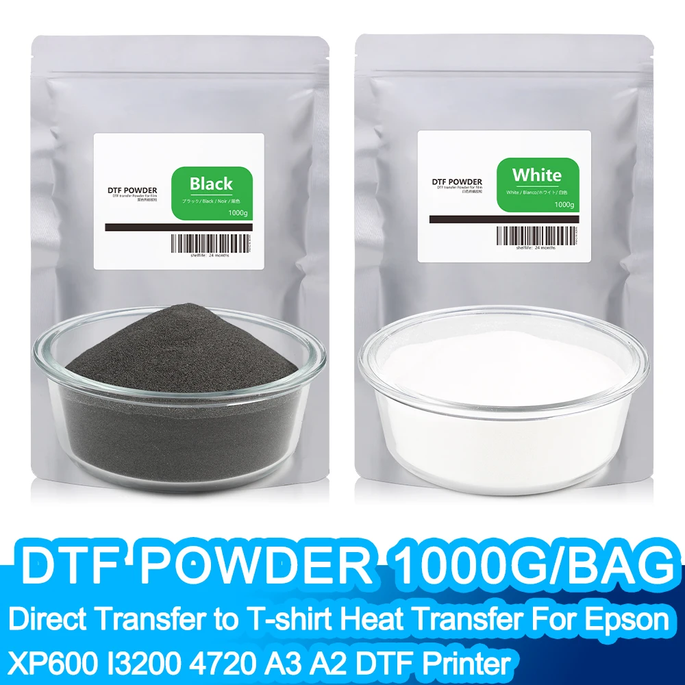 

DTF Powder 1000G/35.3 oz White Digital Transfer Hot Melt Adhesive DTF Powder for DTF Printer Direct Print on All Fabric
