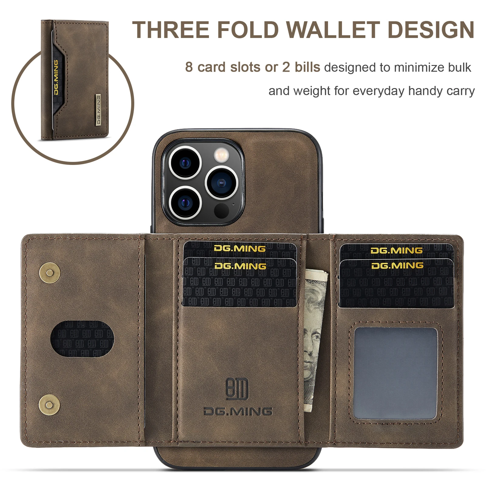 DG.Ming For IPhone 11 12 13 14 15 Pro Max Wallet Case Detachable Leather Magnetic Sleeve Cover Case for IPhone XS Max X 7 8 Plus