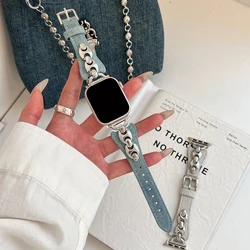 Premium Leather Watch Strap - Elegant and Fashionable Accessory - 38 40 41 S10(42)mm (LIGHT BLUE)