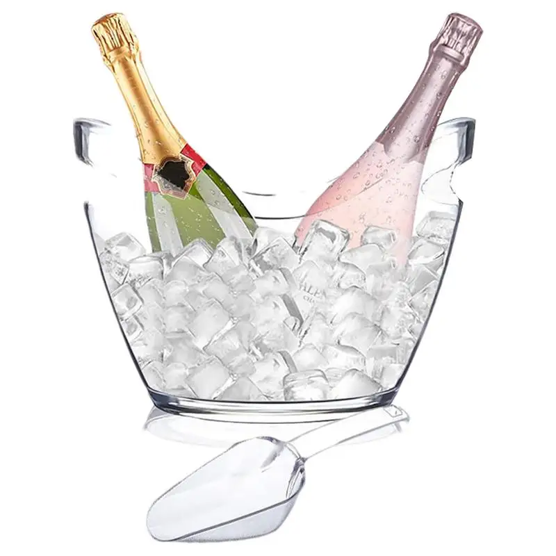 Clear ice bucket beverage tub with 2 scoops handle cooling large ice bucket for wine champagne bar supplies for family reunion ice bucket