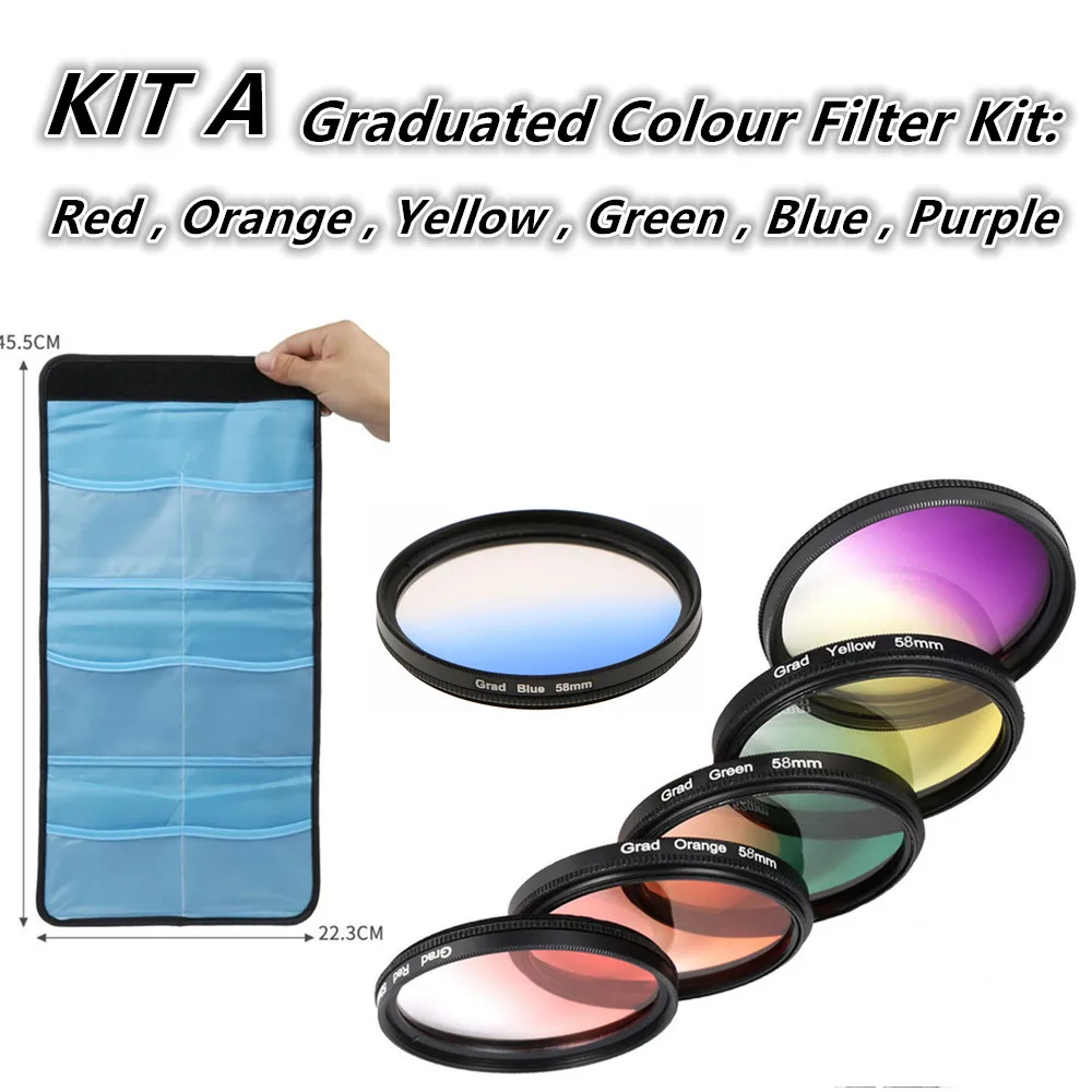 Set di filtri per lenti con filtro lunare da 1,25 pollici, set di 6 filtri colorati (giallo + arancione + rosso + verde + blu + viola), filtro per