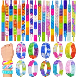 10pcs Colorful Pop Bracelet Fingertip Press Wrist Strap Toys for Kids Birthday Party Favors Guest Gifts Prizes Goodie Bag Filler