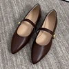 Women's Pointed Toe Flat Shoes With Velvet Matte Finish Single Shoes Women Comfort Loafers Shoes Leather Mary Jane Shoes 4