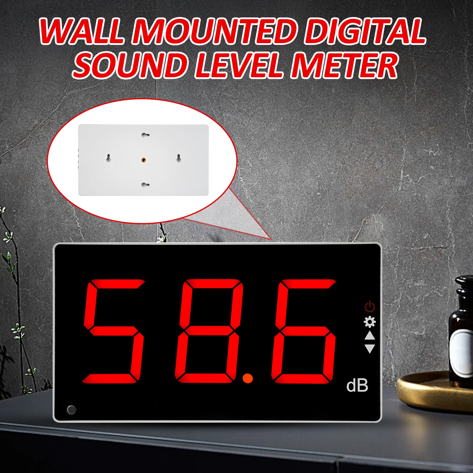 30-130dB Digital Sound Level Meter Wall Mounted Decibel Meter Large LCD Screen Digital Noise Meter Decibel Monitoring Tester 3