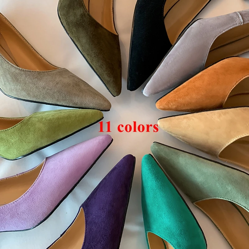 

Krazing Pot Big Size Genuine Leather Pointed Toe High Heels Office Lady Shoes Dating Shallow Colorful Party Slip on Women Pumps