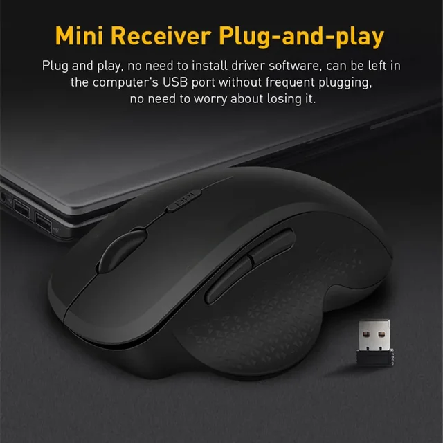Wireless Mouse Ergonomic Computer Mouse PC Optical Mause with USB Receiver 6 buttons 2.4Ghz Wireless Mice 1600 DPI For Laptop 4
