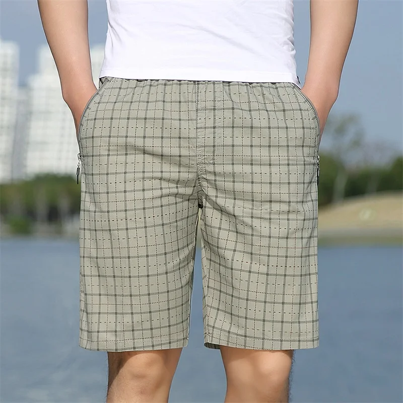 smart casual shorts 2022 Summer New Men Casual Plaid Shorts Stretch Cotton Loose Mens Fashion Business Short Pants Male Brand Clothes Plus Size 5XL mens casual shorts Casual Shorts