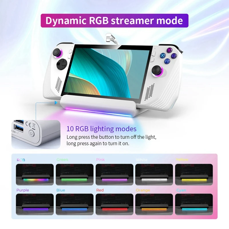 New-Docking Station For ROG Ally Hub RGB Steam Deck Stand With 4K@60Hz TV/ 1Gb Ethernet/ USB3.0/ PD 3.0 Fast Charging 2
