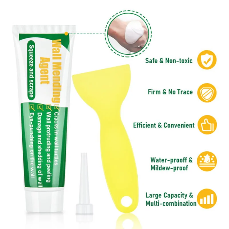 Wall Repair Agent Tile Repair Cream 1 Set Wall Mending Agent 100g Wall Repair Cream Scraper Paint Valid Mouldproof Quick-Drying Patch Restore