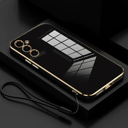 Plating Lanyard Silicone Case - Stylish Protective Back Cover for A04S (ZBSS Black)