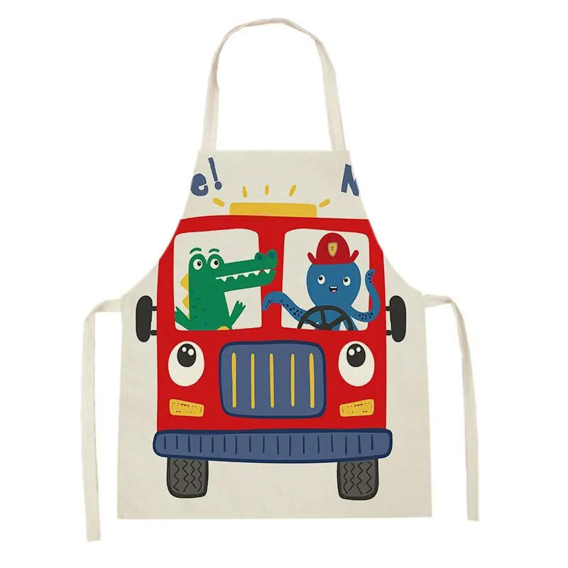 Cartoon Car Excavator Pattern Children's Antifouling Apron Parent-child Household Kitchen Cooking Adults Sleeveless Backless Apr baby accessories carry bag	