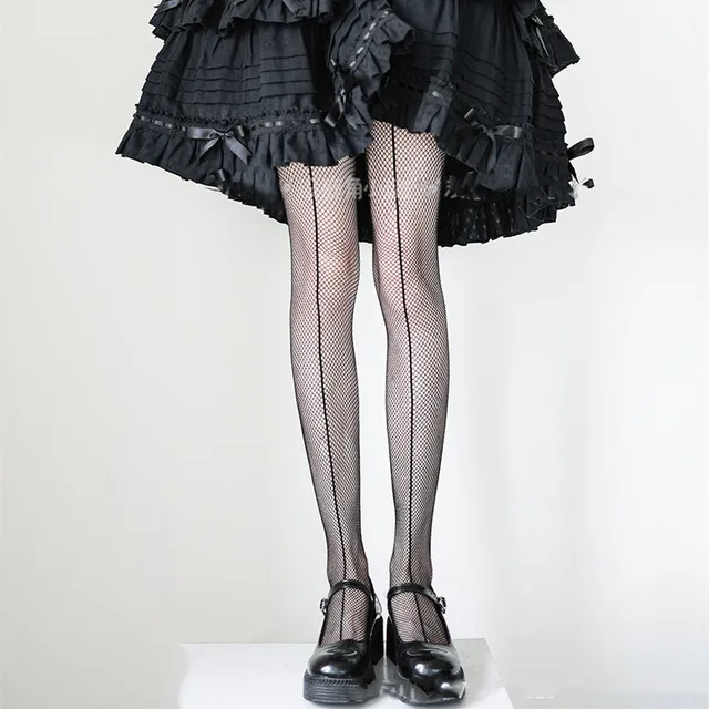 Hollowed Out Lace black Bow Fishing Net Stocking Sexy Women Seamless