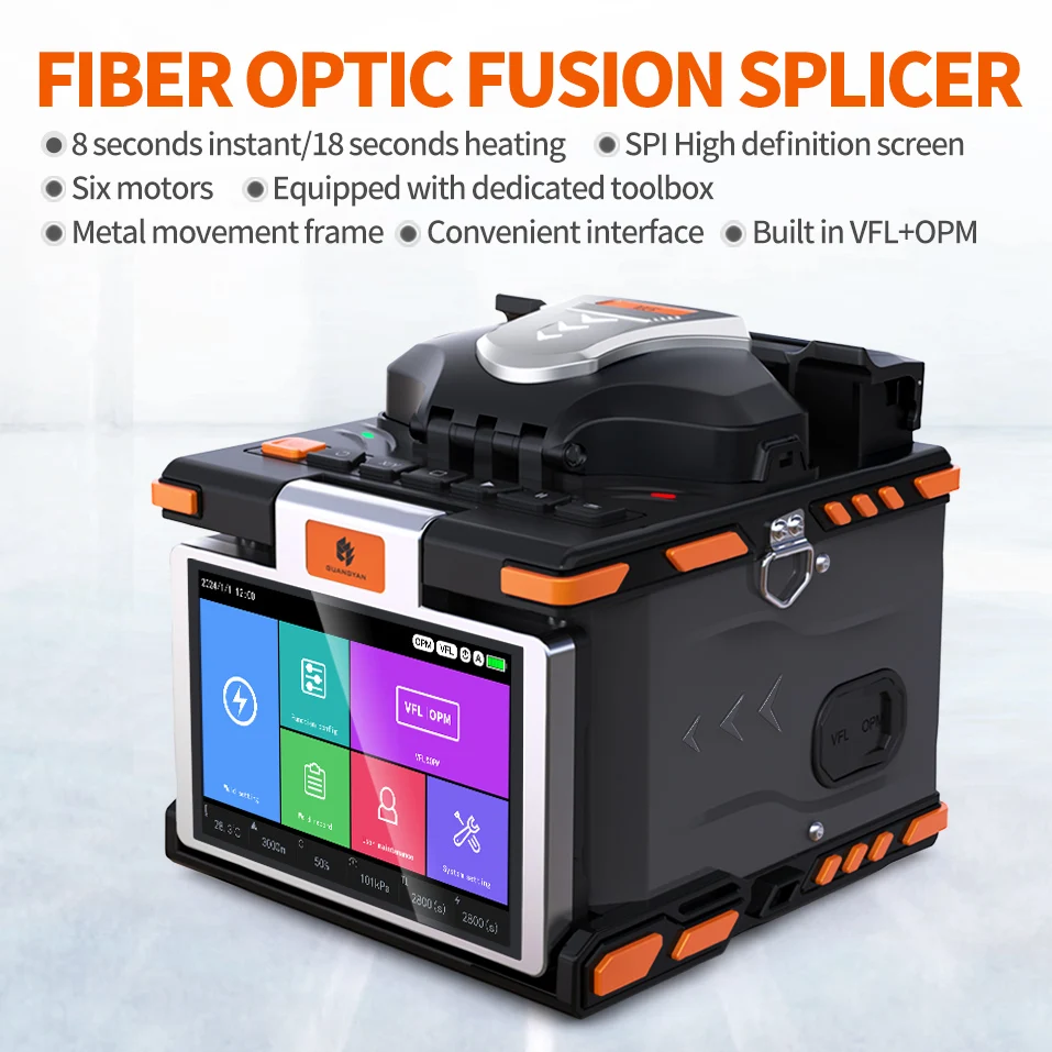 M5 Optical Fiber Fusion Splicer, FTTH Fiber Optic Splicing Machine, Support Multiple Languages
