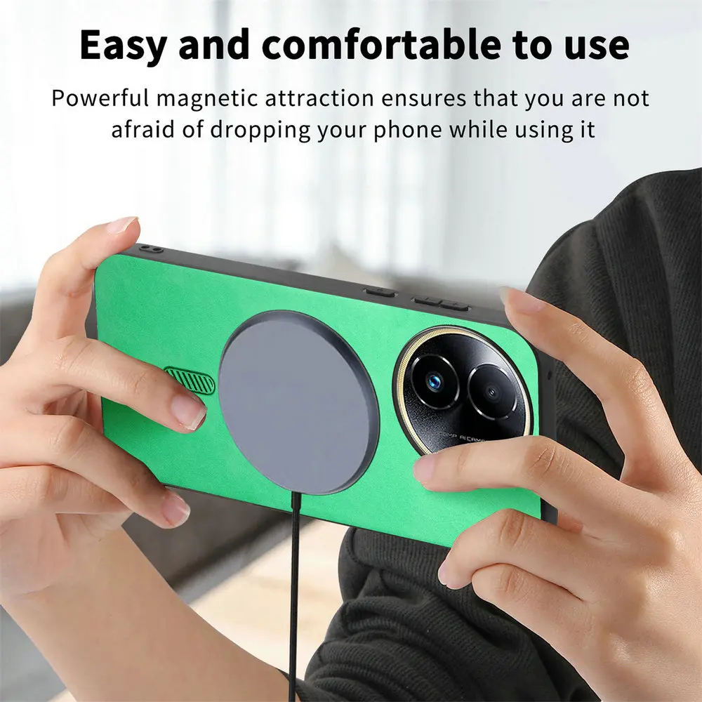 Luxury Leather Magnetic Back Panel Case with Wireless Charging Capability