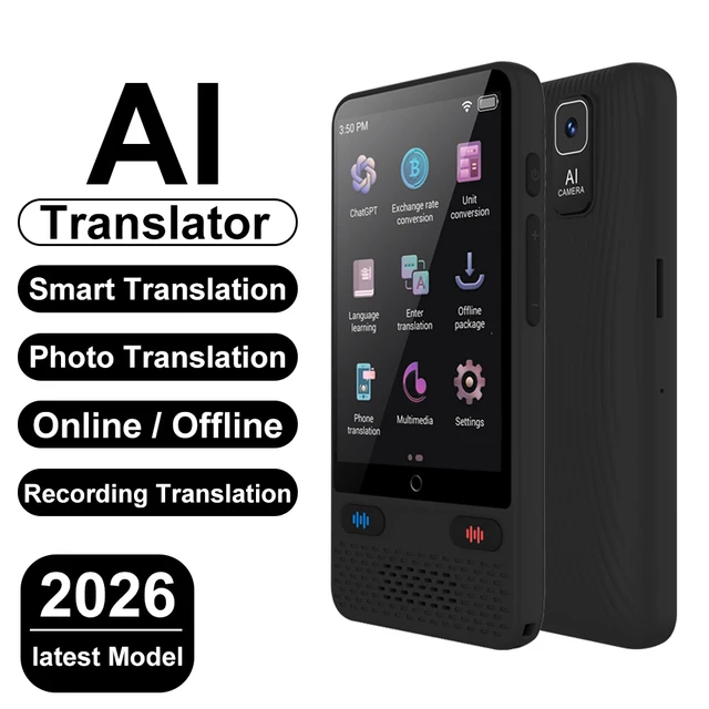 Portable Ai Language Translator Device with 138 Languages Voice Translating Offline Translation Support Voice Video Recording