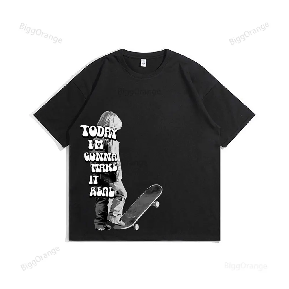 

Футболка мужская оверсайз с коротким рукавом, Модная хлопковая рубашка с принтом в готическом стиле, Топ в стиле Харадзюку, хип-хоп, лето