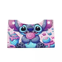 Custom Cartoon Pink Stitch Tissue Box Cover PU Leather Rectangular Anime Cartoon Facial Tissues Holder for Home 2