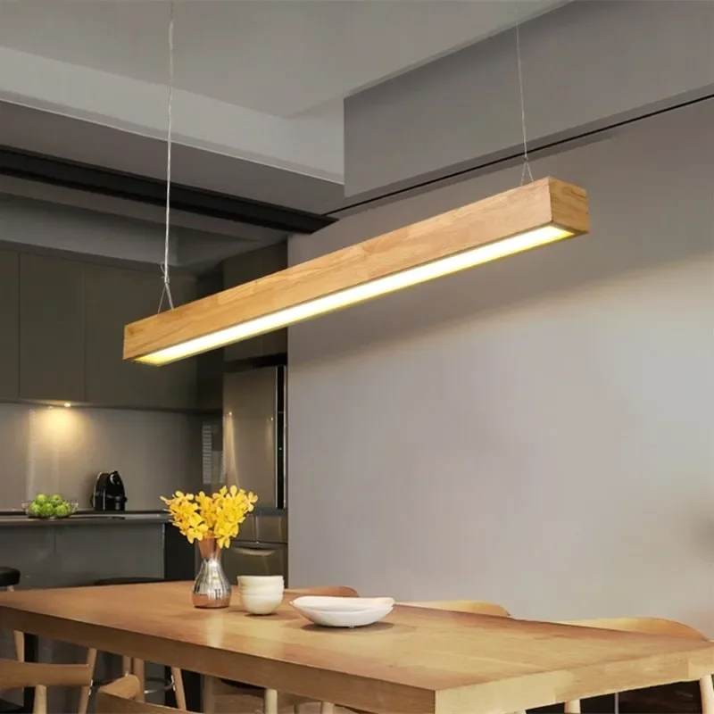 Nordic Modern Led Wooden Pendant Lights Kitchen Office Bedroom