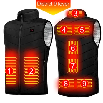 Unisex Electric Heated Jackets 9 Heating Vest Zones Heated Coat Washable Lightweight USB Heating Jacket For Camping S - 7XL 1