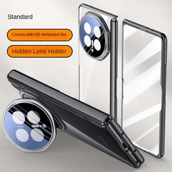 Clear Privacy Screen Tempered Glass Protector Case with All - Inclusive Spring Hinged Holder - Honor Magic V6 (Black HD Glass)