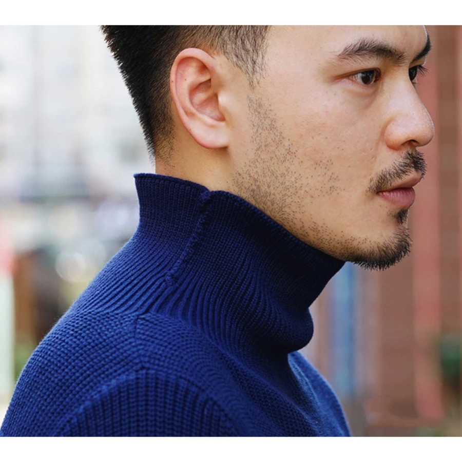 Men's Pullovers Turtleneck Thick Long Sleeves Classic Elegant UK Sweater Winter Warm Vintage Clothing for Male