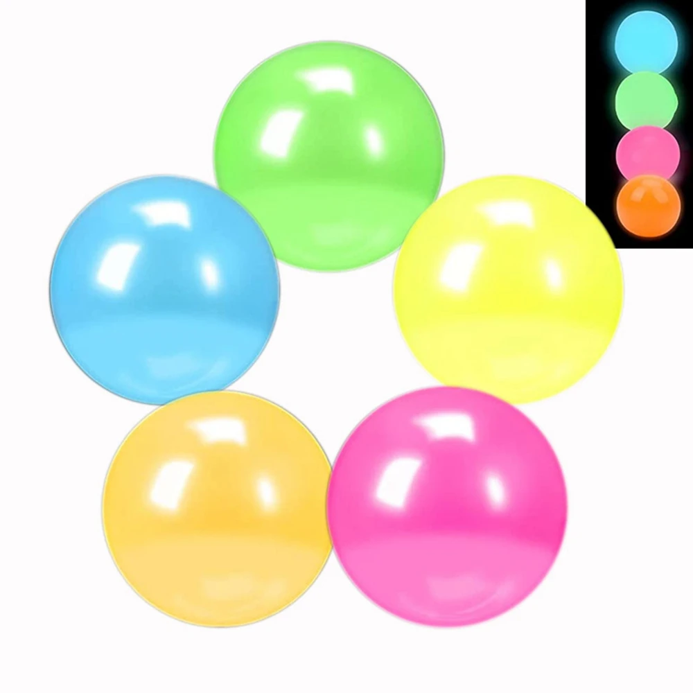 

5PCS for Children Adults Glowing Sticky Ball Elastic Squishy Ball Glow in The Dark Anxiety Stress Relieving Balls Party Favors