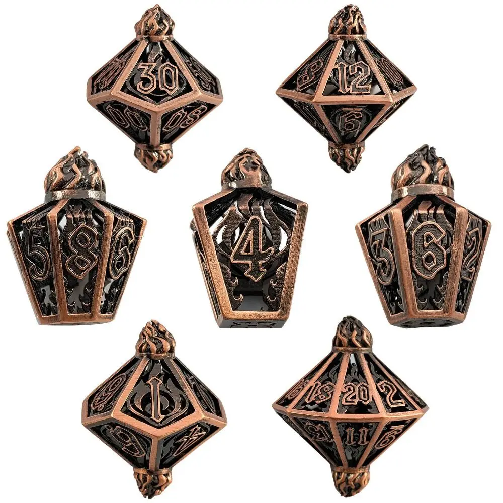 Hollow Metal DND Dice Set - Polyhedral Dragon Design, 7-Piece Set With Gift Box - View #5