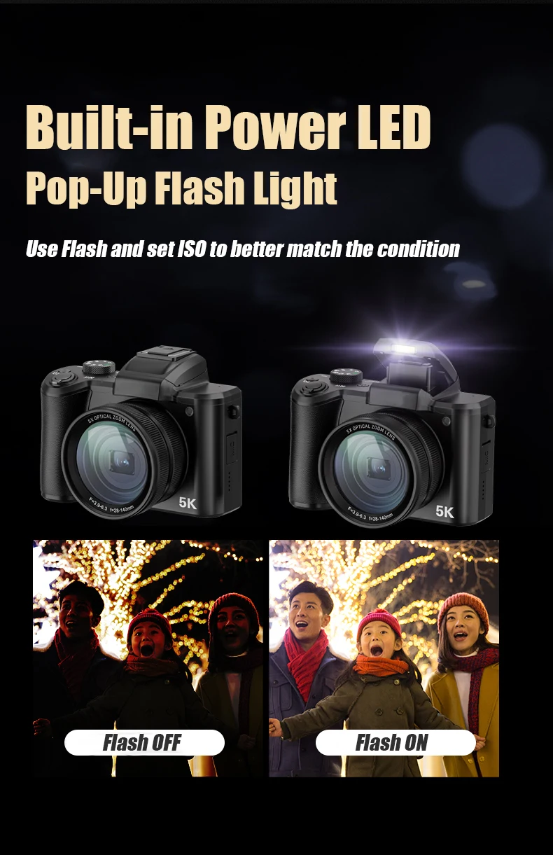 SONIDA 5K DSLR Optical Zoom HD Video Camera 3.2-inch IPS HD Touchscreen Display Digital Camera