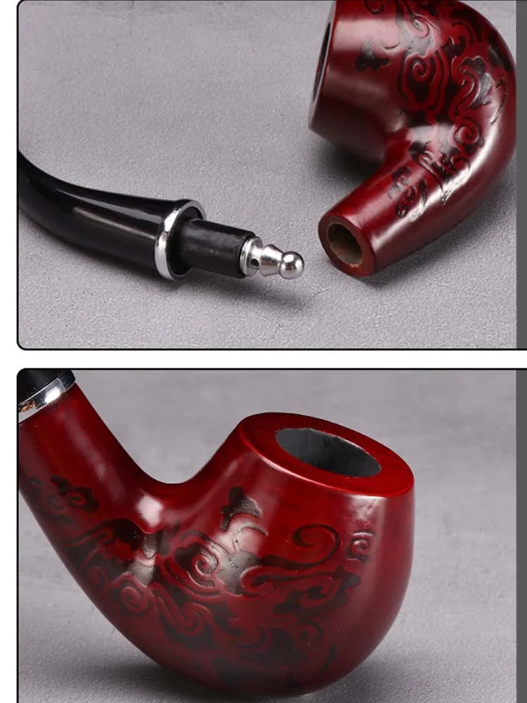 Tobacco pipe Herb smoking pipe Smoking pipe Fashionable Solid wood carved filter wooden pipe Durable detachable cleaning pipe Smoking Tobacco Cigarette Pipes Gift