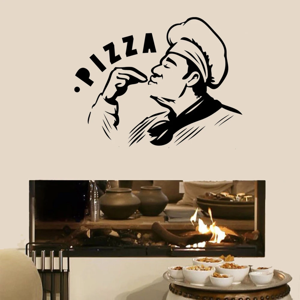 Pizza Wall Decal Pizzeria Wall Sticker Pizza Sticker Food Lover Gift Vinyl Letter Window Decor