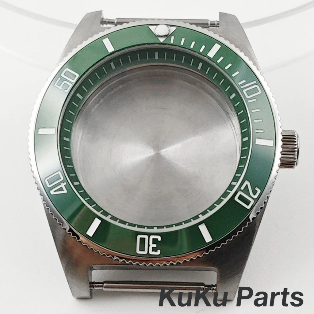 Green Ring GMT Ceramic Bezel Watch Case with 40mm Diameter and 28.5mm Dial Capability
