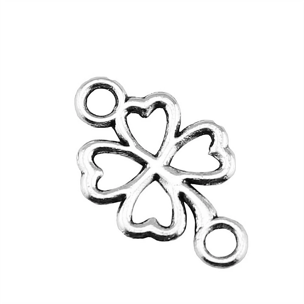 WYSIWYG 20pcs 20x12mm 3 Colors Clover Charms Connector Lucky Clover Charm Connector 4 Leaf Charm