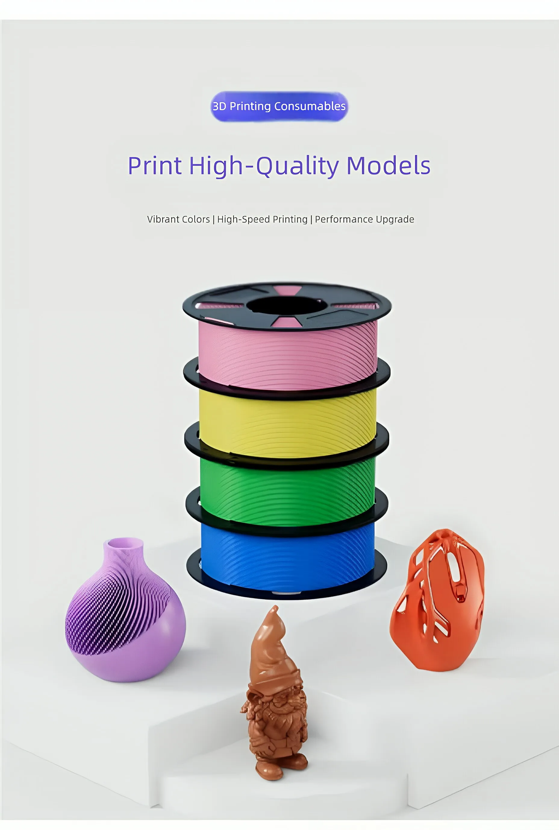 흰색 PLA 필라멘트 1KG 3D 프린터 펜 및 프린팅용 고정밀 무독성 무기포 DIY 모델 제작 재료
