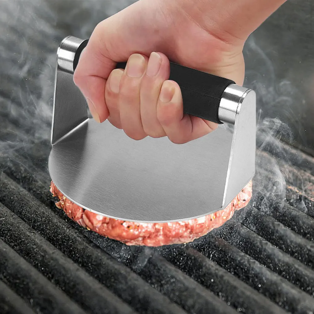 Stainless Steel 5.5 Inch Smash Burger Press with Anti-Scald Handle Bacon Grill Hamburger Smasher Tool for Smashburger Bacon Meat