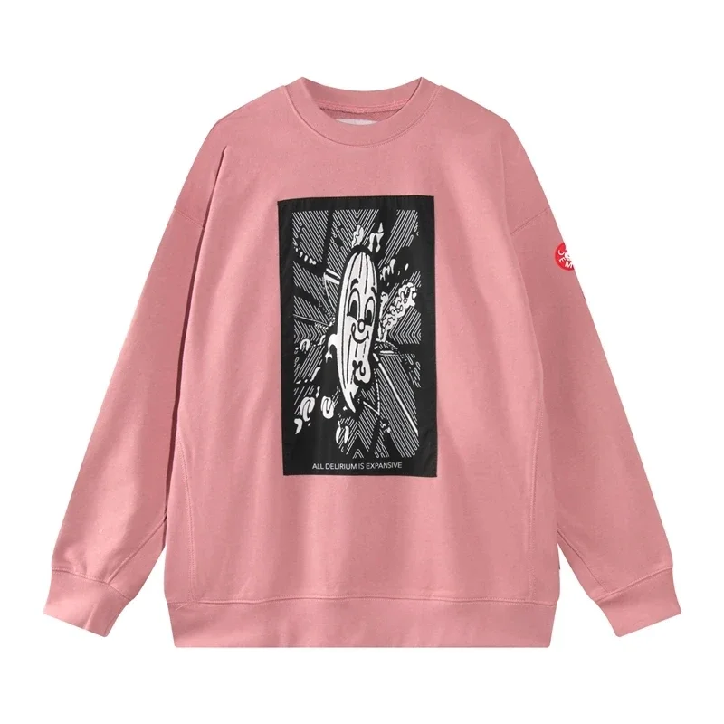 

Good Quality CAVEMPT C.E Pink Abstract Comic Sticker Patchwork Sweatshirts Hoodie Men Cav Empt Women Black Crewneck Hoodies