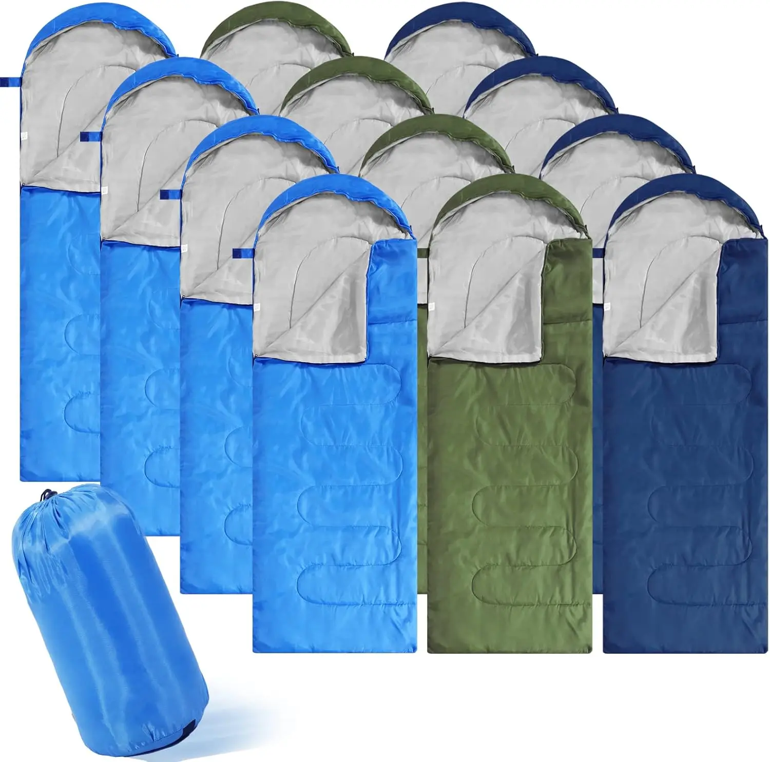 12 Pcs Camping Sleeping Bag Bulk for Homeless 4 Seasons Cold Warm Weather Sleeping Bags Waterproof Lightweight with Compression