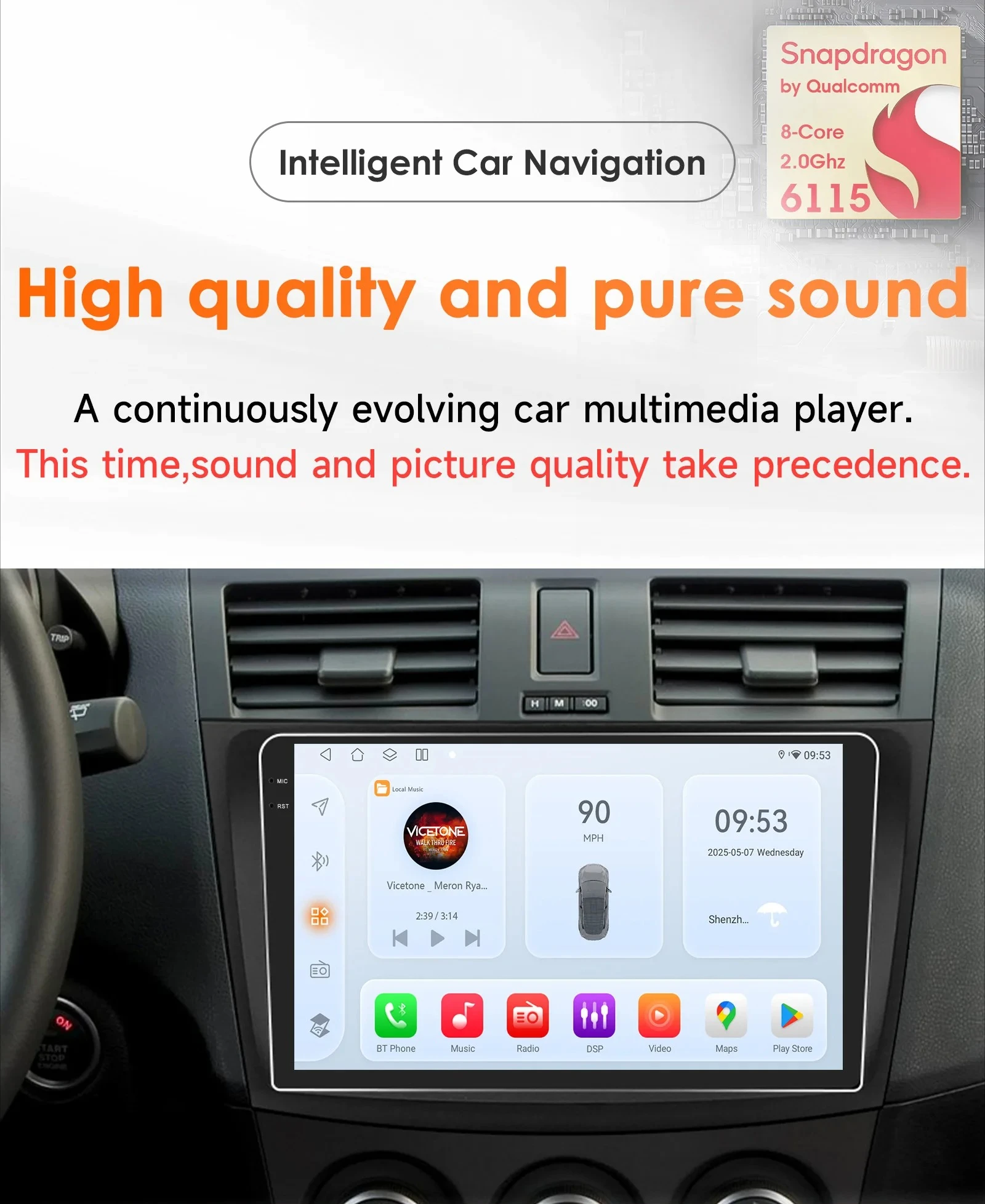Reproductor de Radio para Auto Android 2Din para Mazda 3 II Mazda3 BL 2010-2013, Carplay Inalámbrico, GPS, Reproductor Multimedia de Video para Auto, Estéreo, Cámara de 360° 2