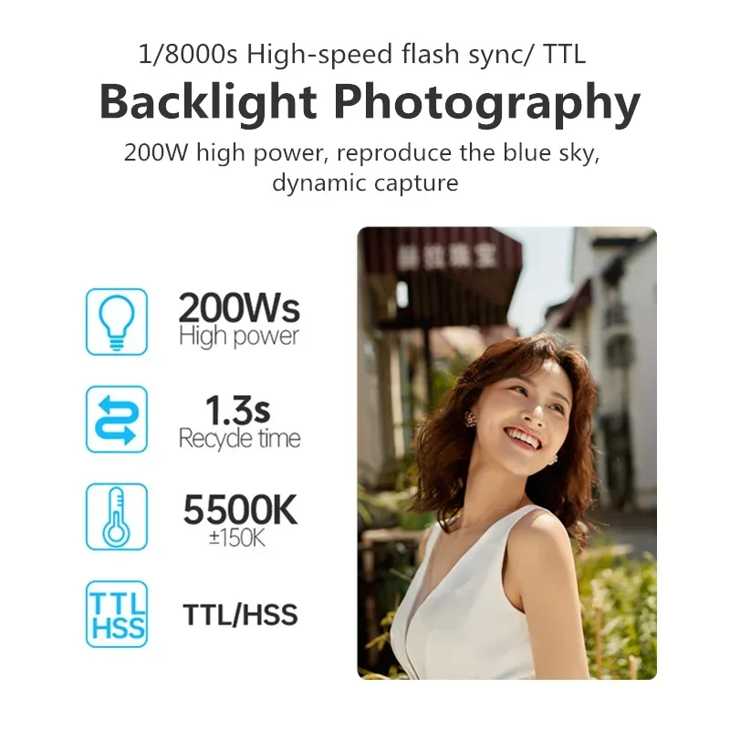 JINBEI HD200pro Outdoor Speedlite Flash Light 200W TTL 2.4G HSS Pocket  Strobe with Bag Speedlite For Canon Nikon Sony Olympus 5
