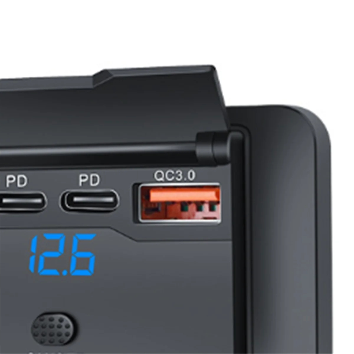 (A96Z) 4포트 12V 108W 듀얼 PD+듀얼 QC3.0 USB 충전기(디지털 전압계 스위치 소켓 전원 콘센트 패널 어댑터 포함)
