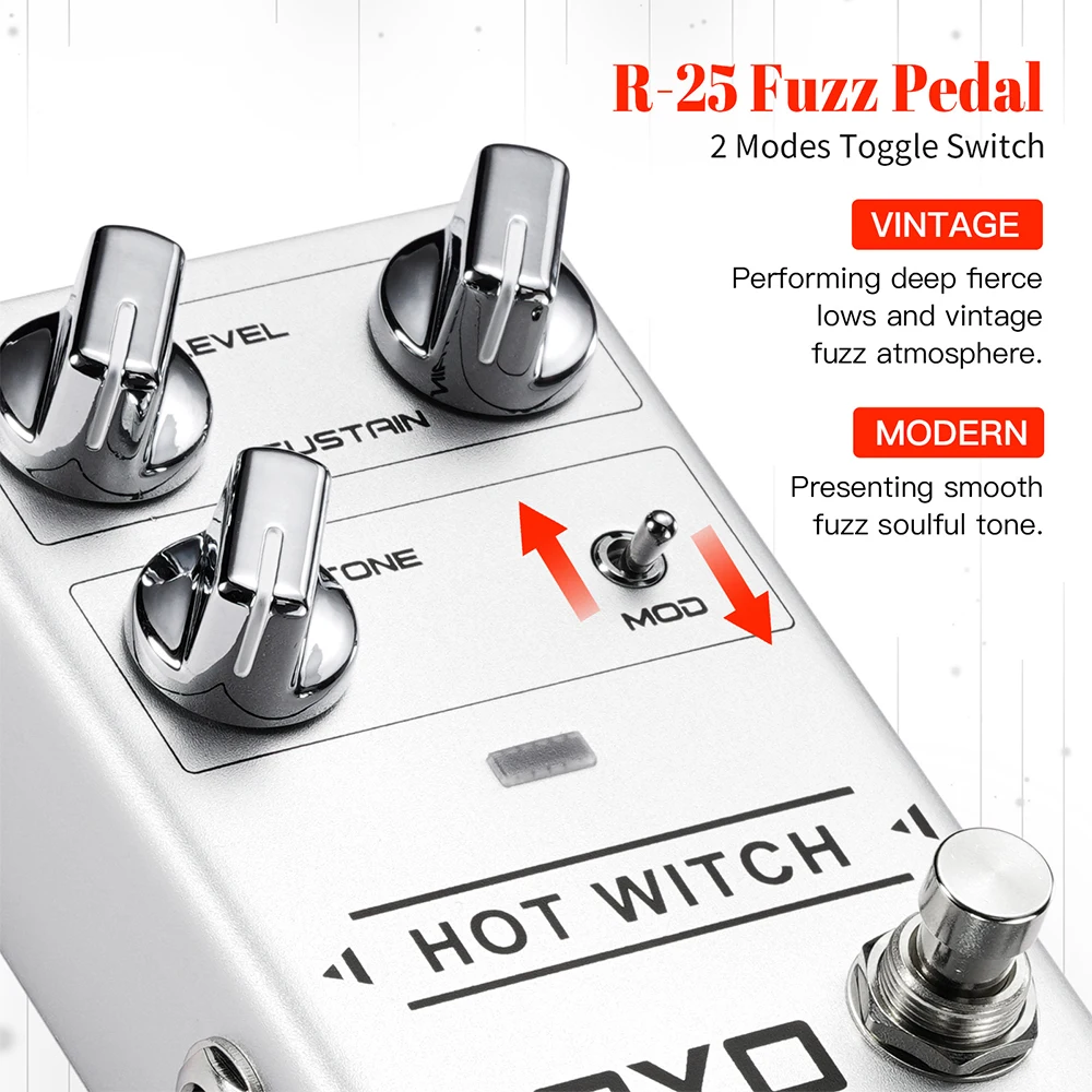 R-25 Fuzz Guitar Effect Pedal HOT WITCH Retro & Modern Pedal with Deep Smooth Lo