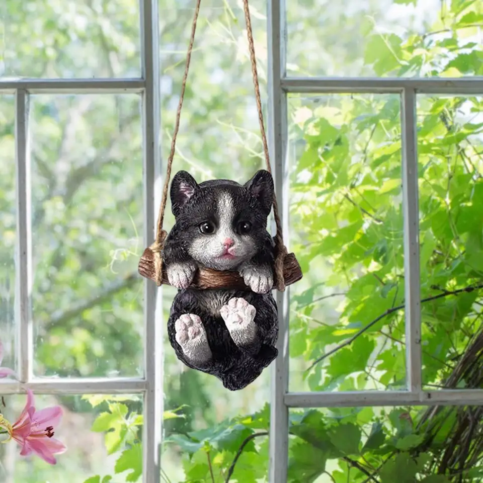 Statua solare da giardino a forma di gatto: luce LED, decorazione
