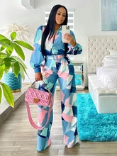  Wholesale Items Two Piece Set Women Long Sleeve Turn-down Autumn Fashion 2 Piece Sets Elegance Party Club Printed Pants Suits 