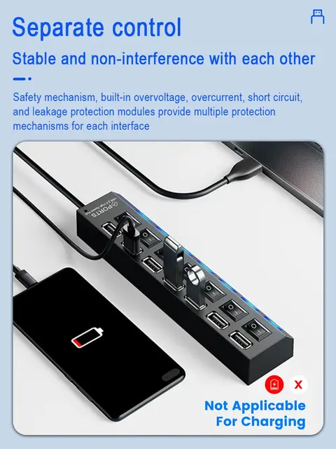 7 7 Port Ladron Usb Hub Multiport Usb 2.0 Splitter Multiplier Power Outlet  Pc Portable - Docking Stations & Usb Hubs - AliExpress