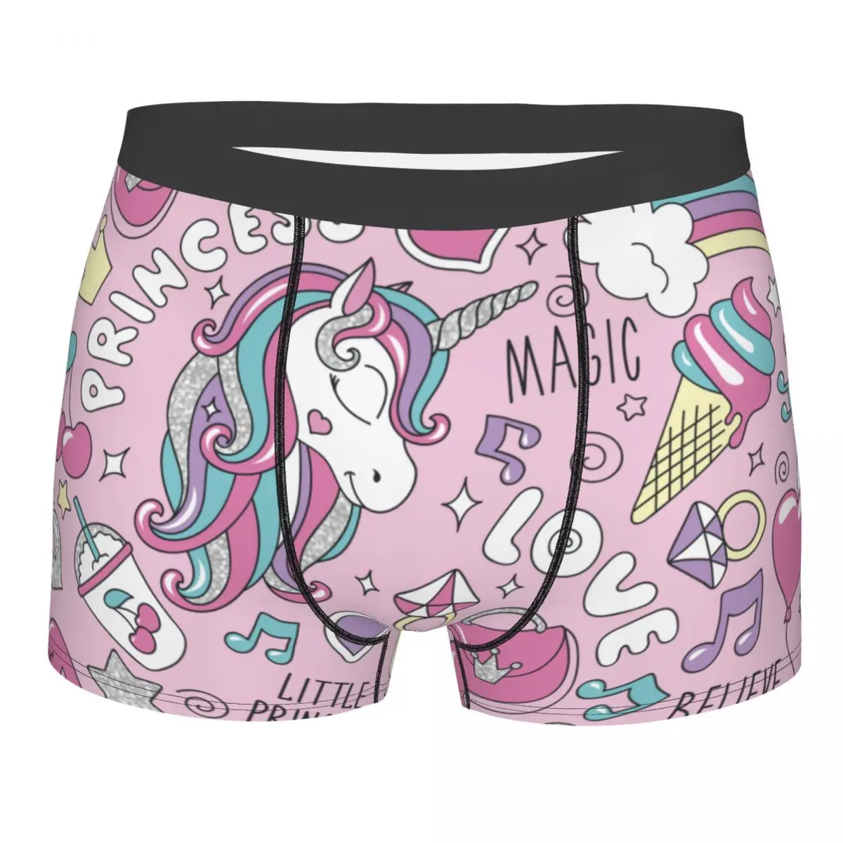 Love Unicorn Princess Mens Underwear Boy Underpants Cotton Panties Shorts Boxer Briefs Men's