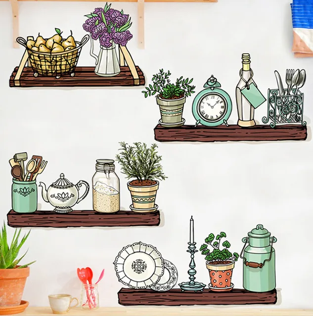 1 Pièce Sticker Mural Étanche Pour La Maison Avec Pot De Plantes Vertes  Pour La Décoration Intérieure, Mode en ligne