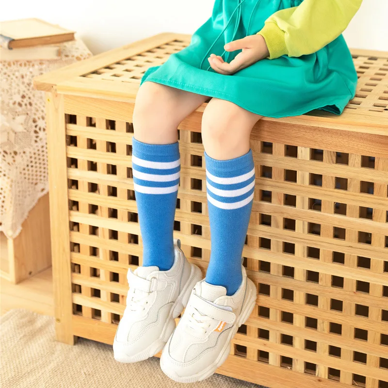 1Pair Knee High Socks Kid's Long Tube School Socks Black/White/Assorted Color Stripe School Children cotton socks children socks cotton knee socks
