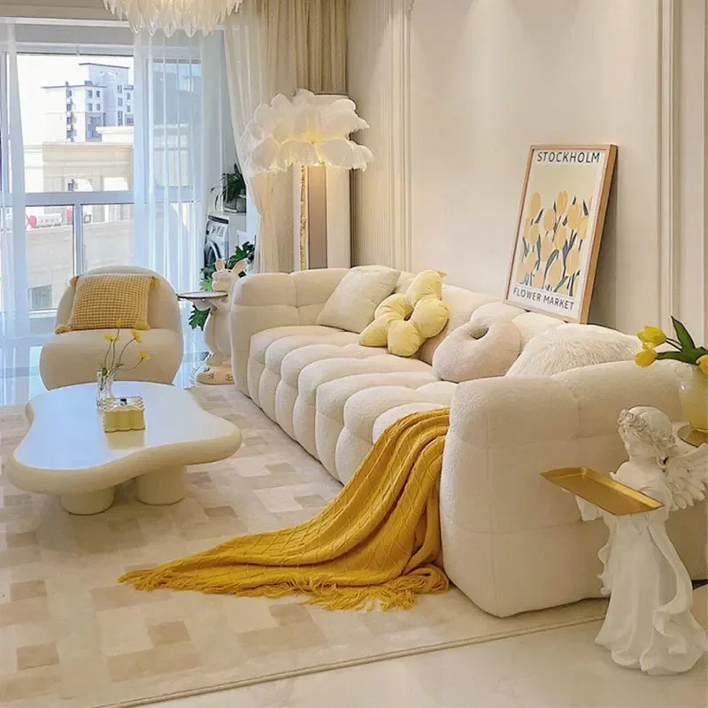 

Lazy Reclining Elegant Modern Sofas Nordic Designer White Soft Puff Sofas Living Room Divani Da Soggiorno Home Furniture