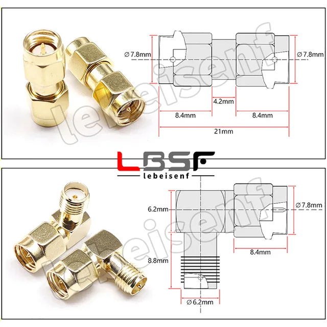 Hilitand Adattatore Connettore BNC Maschio A SMA Femmina - Convertitore Coassiale Placcato Oro 50Ω (2 Pezzi) - 3
