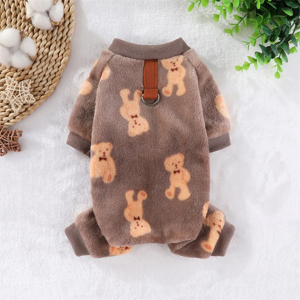 Herbst-Winter Haustier-Hundebekleidung: Warmer, Weicher Fleece-Jumpsuit für Kleine, Mittlere und Große Hunde, Katzen und Welpen mit Leinenring – Detail 12